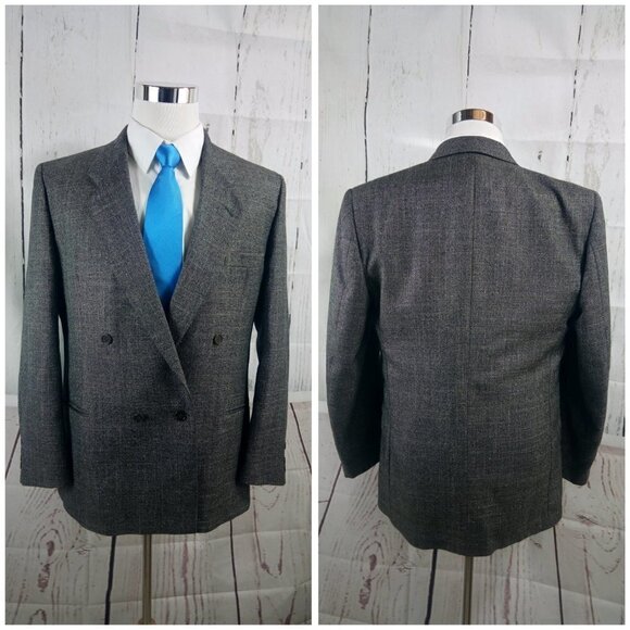 Europa Collection Diffusion 42R Double Breasted Grayish Brown Hopsack 2pc Suit - Picture 3 of 8